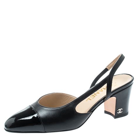 chanel heel shoes 35 classic cap toe black brown